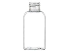 2 oz Clear PET Boston Round Bottle with a 20-410 neck finish