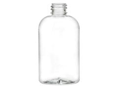4 oz Clear PET Boston Round Bottle with a 20-410 neck finish