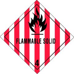 Flammable Solid 4 Class 4 Hazardous D.O.T. Labels