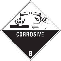Corrosive 8 - Class 8 Hazardous D.O.T. Labels