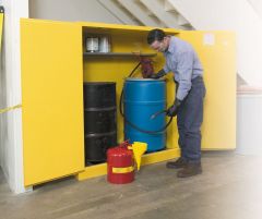 Justrite® Safety Cabinet Vertical 2 Drum Storage With Roller, 2 Door Manual
