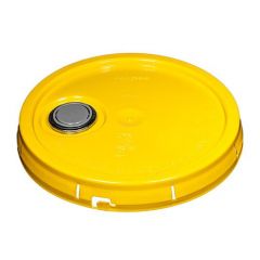 Yellow tear tab lid for plastic bucket