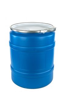 20 Gallon Plastic Drum, Open Head, UN Rated, Lever Cover - Blue