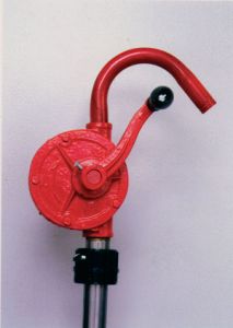 Economical Rotary Drum Pump - Curved Spout - 48 Inch PVC Hose