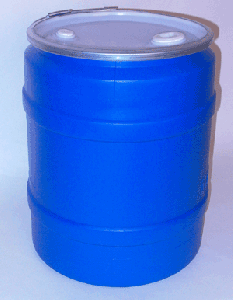 55 Gallon Plastic Drum Natural Cover with Lever Lock and Fittings - Blue