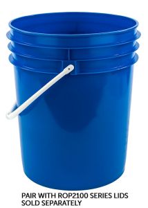 5 gallon blue pail with plastic handle