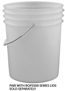 RightPail ™ 5 Gallon Open Head Plastic Bucket with Metal Handle – Natural