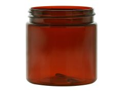 4 oz amber straight sided single wall pet jar with 89-400 neck