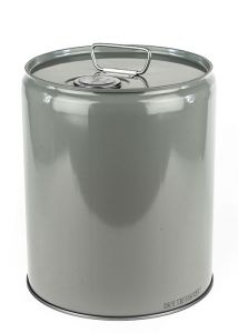 5 Gallon Closed Head Steel Pail with Flexspout - Gray