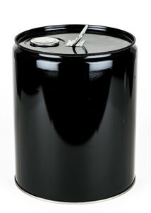 Black tight head pail with flexspout opening