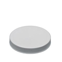 White screw cap, smooth top, ribbed sides 