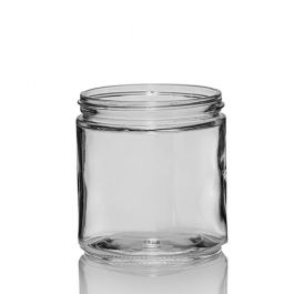 Straight Sided Glass Jar 16 oz w/ Gold Lid