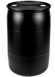 55 Gallon UN Rated Closed Head Plastic Drum with Fittings – Black