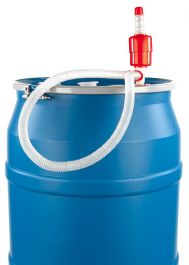 Electric Drum Barrel Siphon for 55 Gallon Drums with Corrugated P.E Discharge Hose with Easy Squeeze Nozzle 