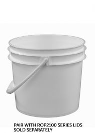 White 3.5 Gallon Bucket with Wire Handle and Choice of White or