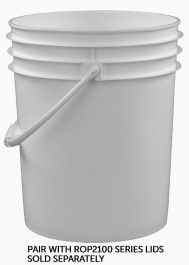 White plastic 5 gallon pail with plastic handle