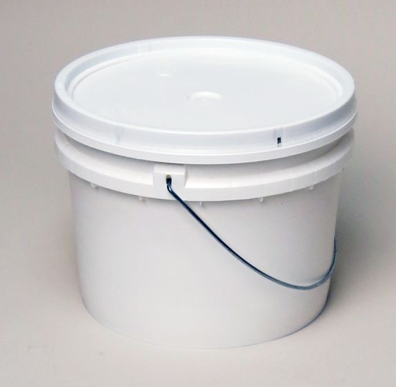 1 Gallon Plastic Bucket, Open Head, Tear Tab Lid - White