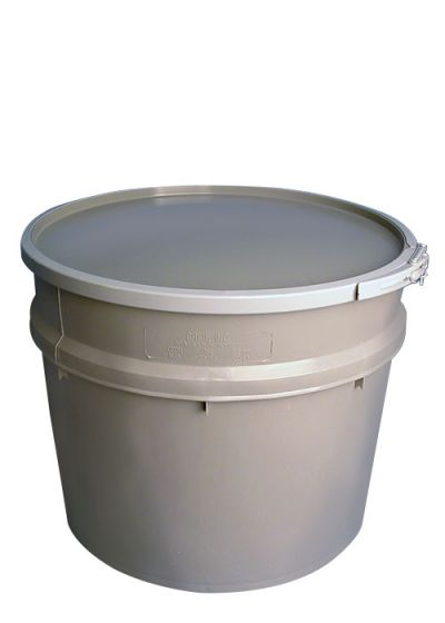 20 Gallon Plastic Drum, UN Rated, Lever Lock Ring, Gray Color