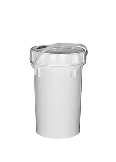 6.5 Gallon Screw Top Round Plastic Buckets w/ Plastic Handle & Lid