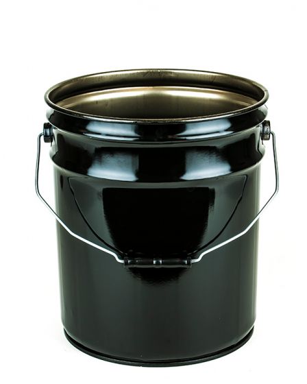 OH5-26/C24E-B 5 Gallon Steel Pail, Open Head, Lug Cover, Epoxy Lined -  Black - Basco USA