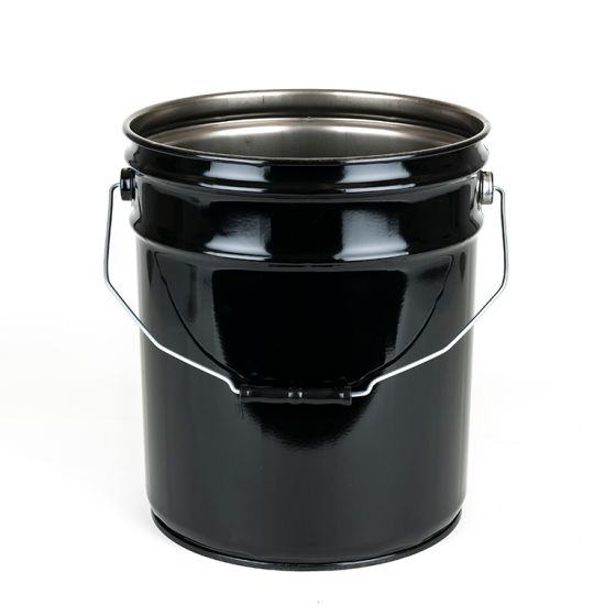 Vestil Pail-STL-RI Steel Open Head Pail with Handle 5 Gallon Capacity Black Pack of 4
