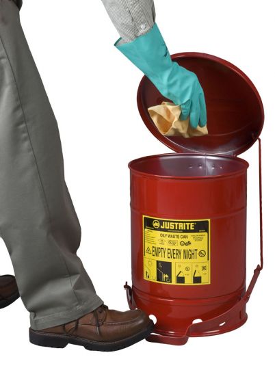 09100 Justrite® 6 Gallon Oily Waste Can Foot Operated - Basco USA