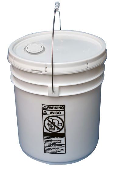 5 Gallon Straight Sided Plastic Bucket, Open Head, Flexspout® Cover, White