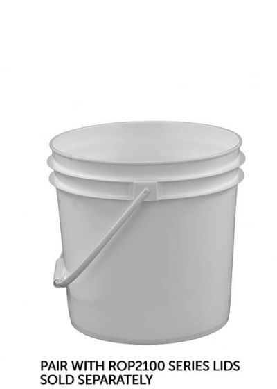RightPail ™ 2 Gallon Open Head Plastic Bucket - Plastic Handle – White