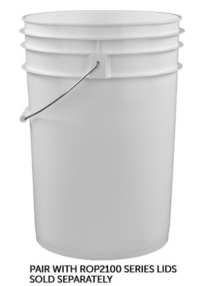 6 Gallon White Plastic Pail with Metal Handle, Un Rated (P6 Series)