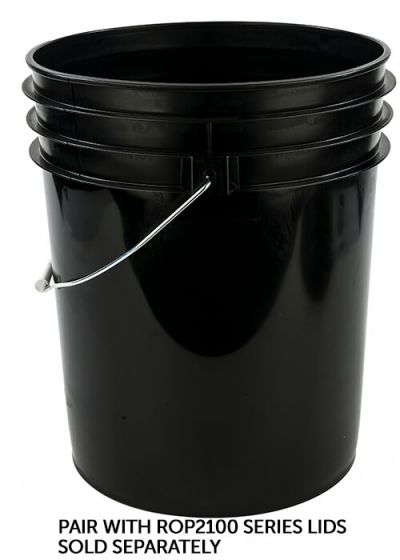 RightPail ™ 5 Gallon Plastic Bucket, Open Head, Metal Handle – Black